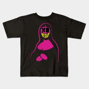 RESiST minimalist mona lisa smile Resist purplish version 80s color Kids T-Shirt